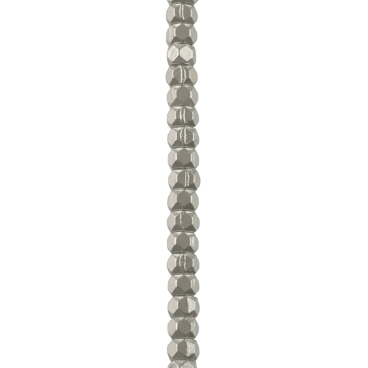 12 Pack: Rhodium Faceted Metal Cube Beads, 3mm by Bead Landing™